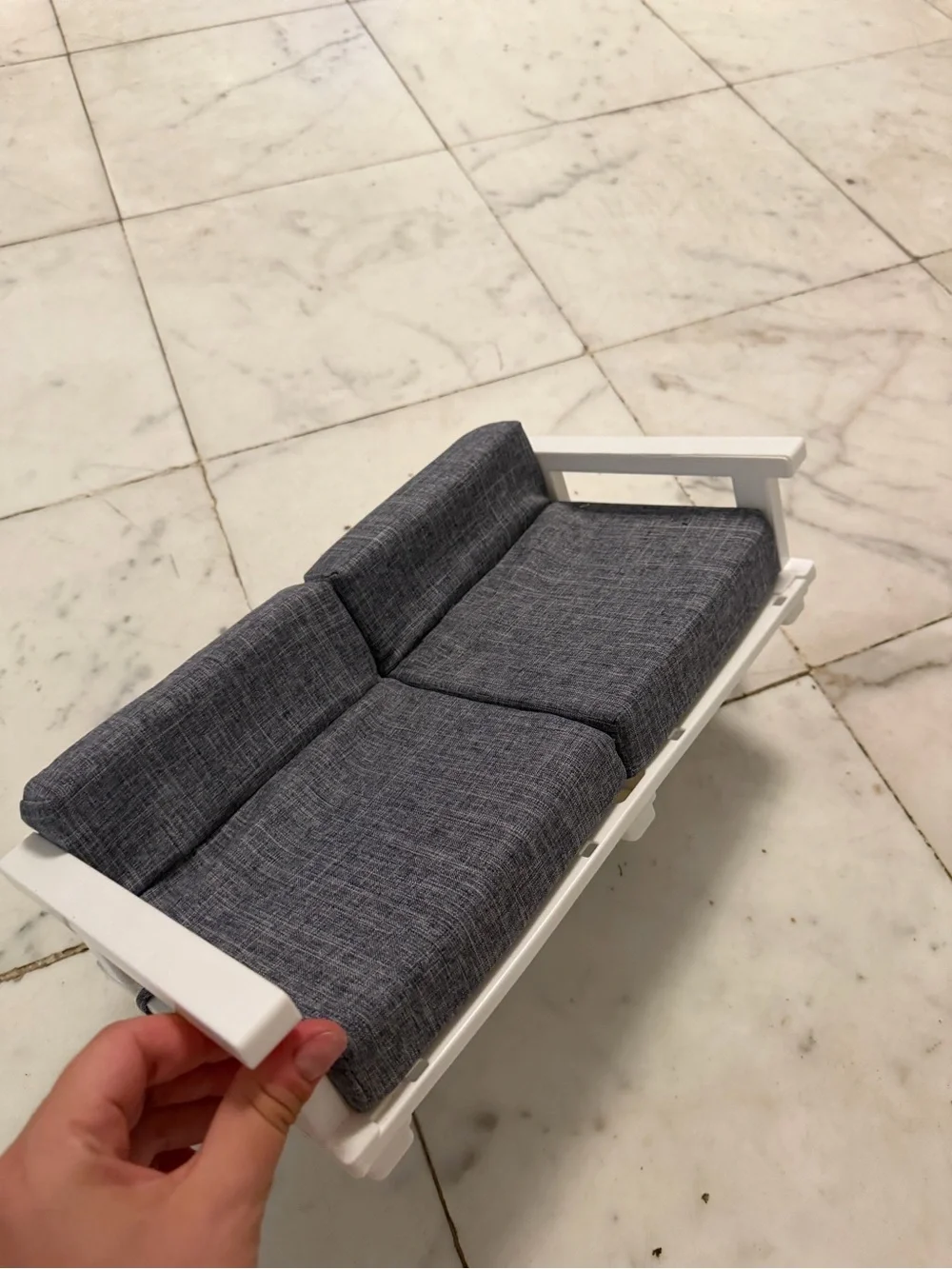 Our generation doll Gray Two-Seat Cushion Sofa with White Frame